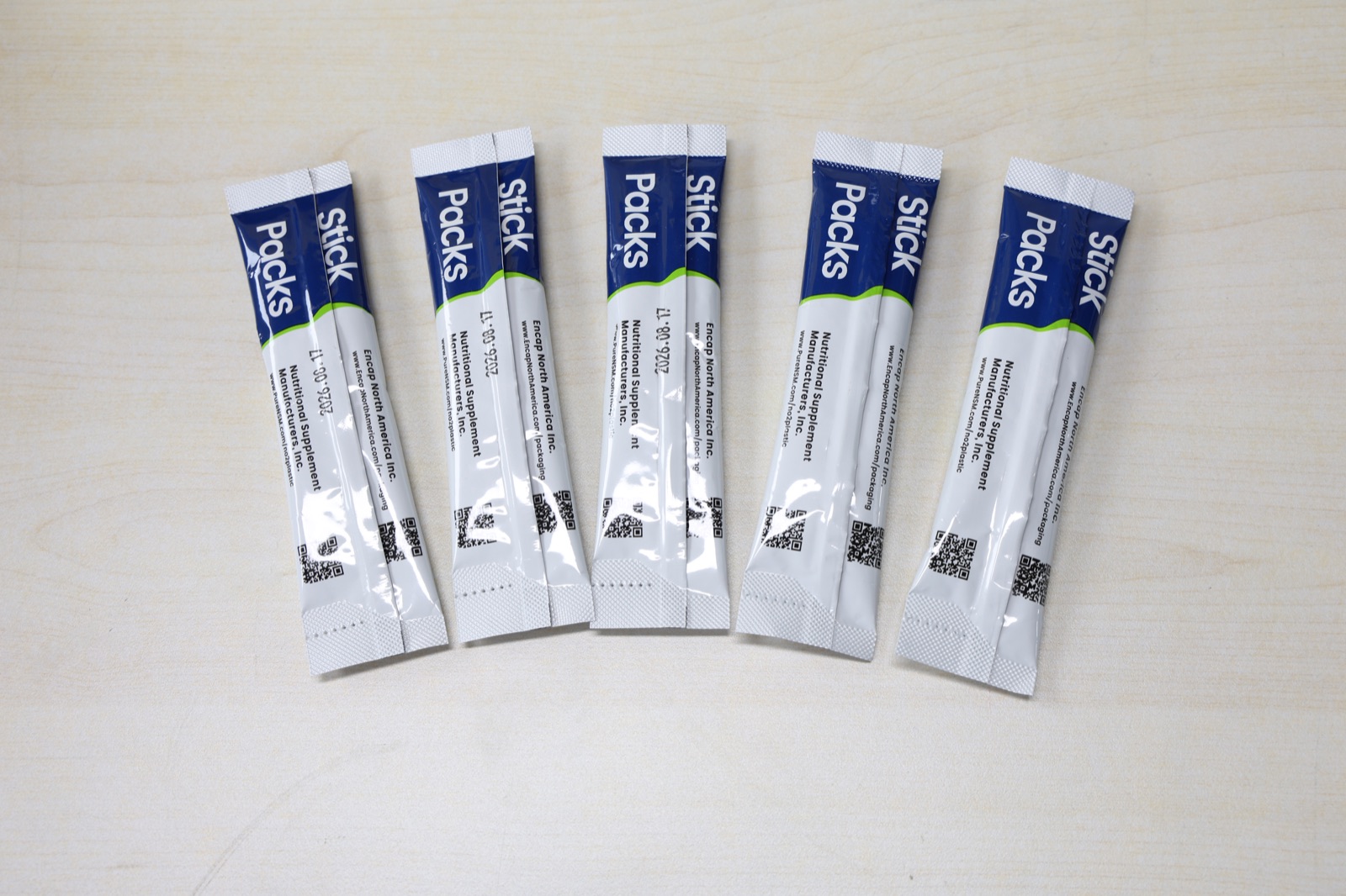Encap printed stick-pack samples