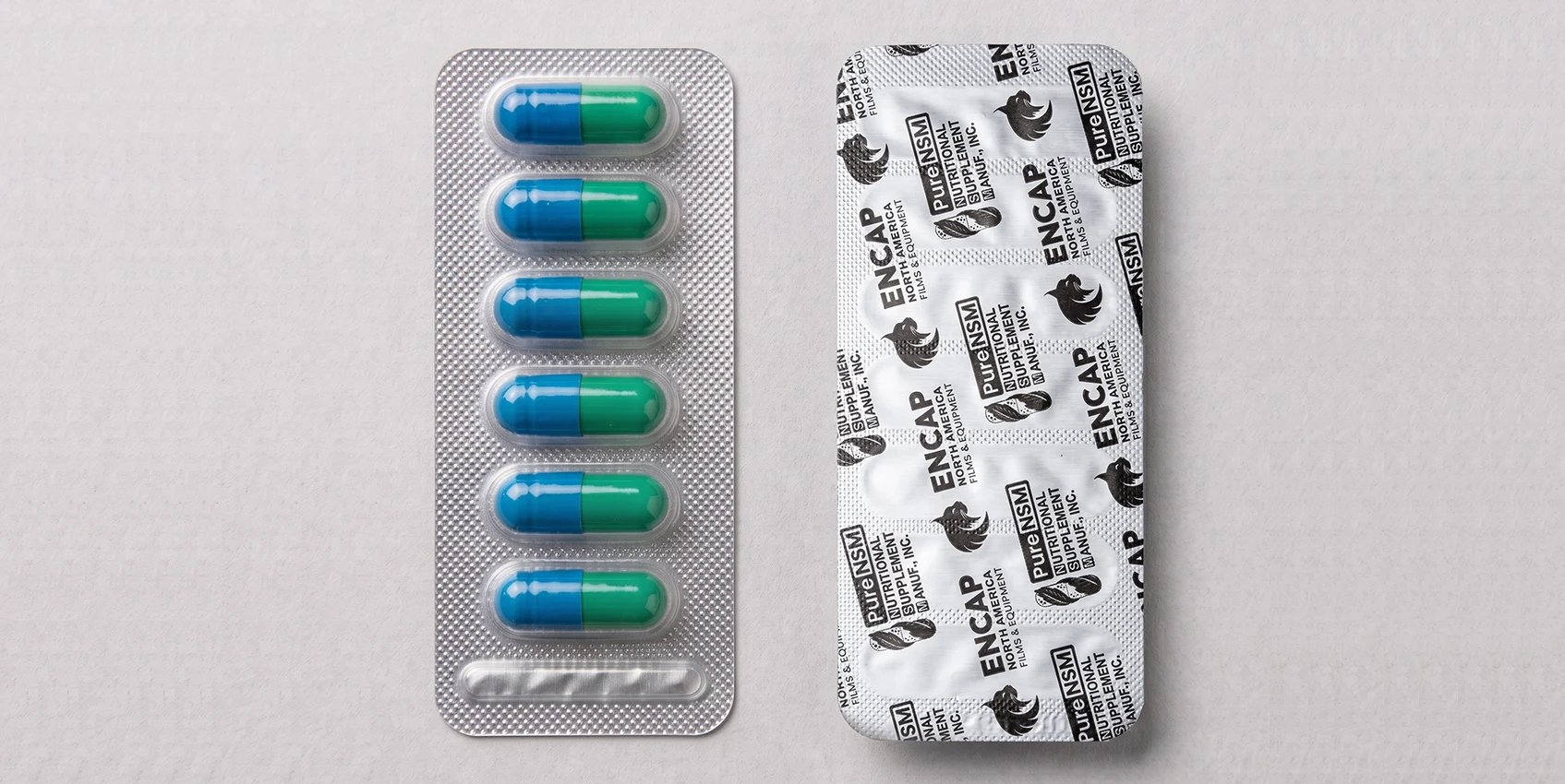 Blister packaging example showing formed cavities and printed lidding foil